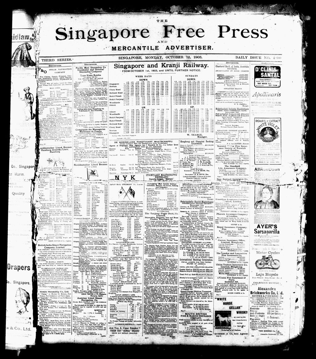 Miniature of Singapore Free Press and Mercantile Advertiser 12 October 1903