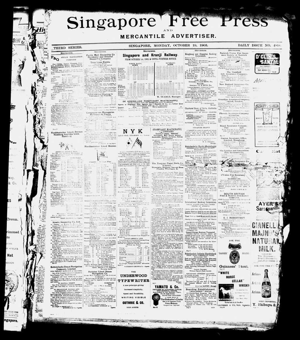 Miniature of Singapore Free Press and Mercantile Advertiser 19 October 1903