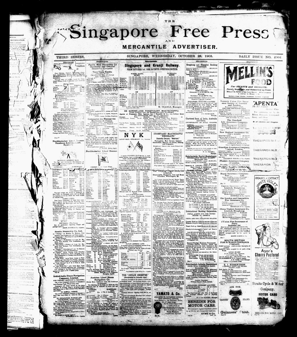 Miniature of Singapore Free Press and Mercantile Advertiser 28 October 1903