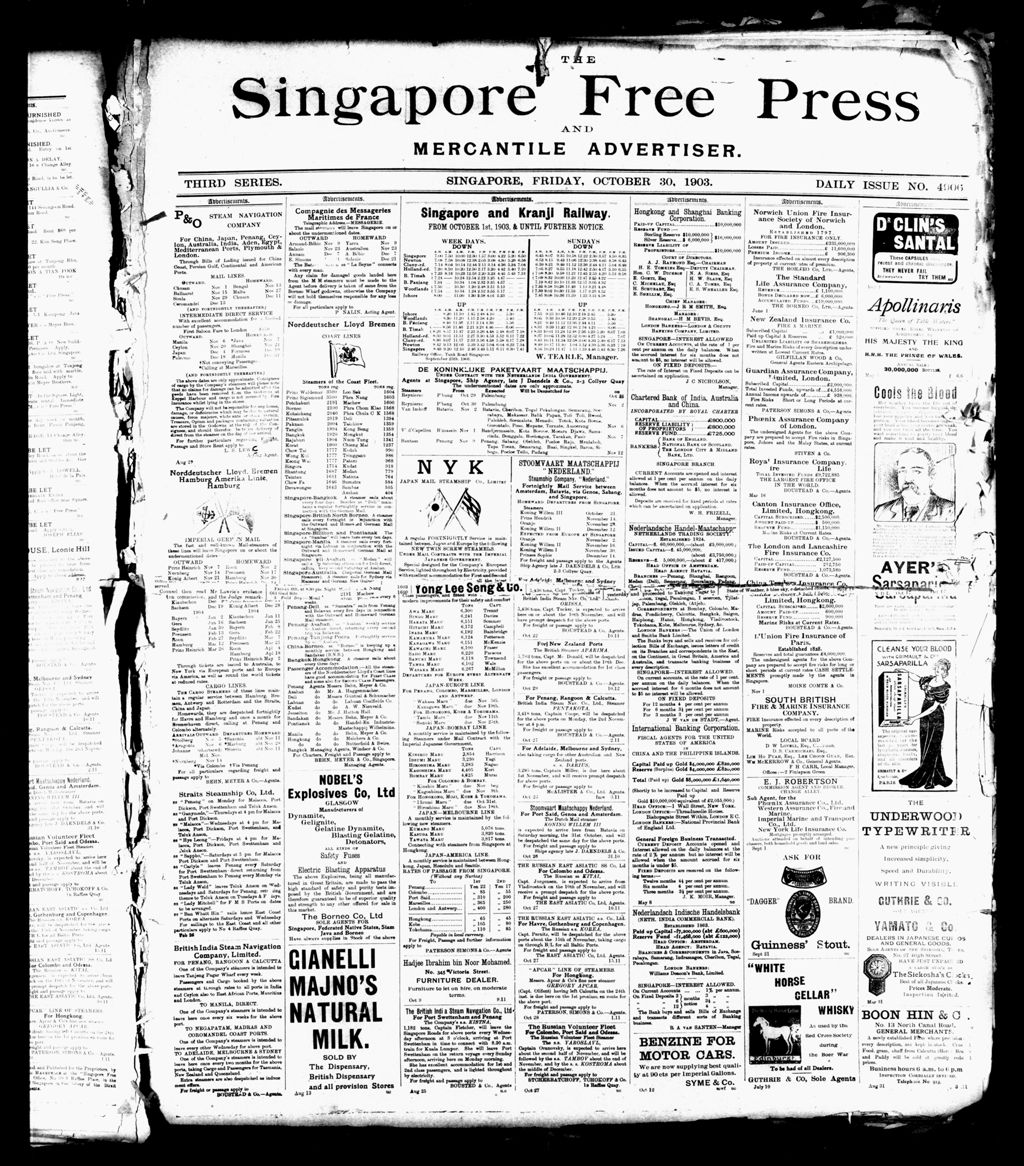 Miniature of Singapore Free Press and Mercantile Advertiser 30 October 1903