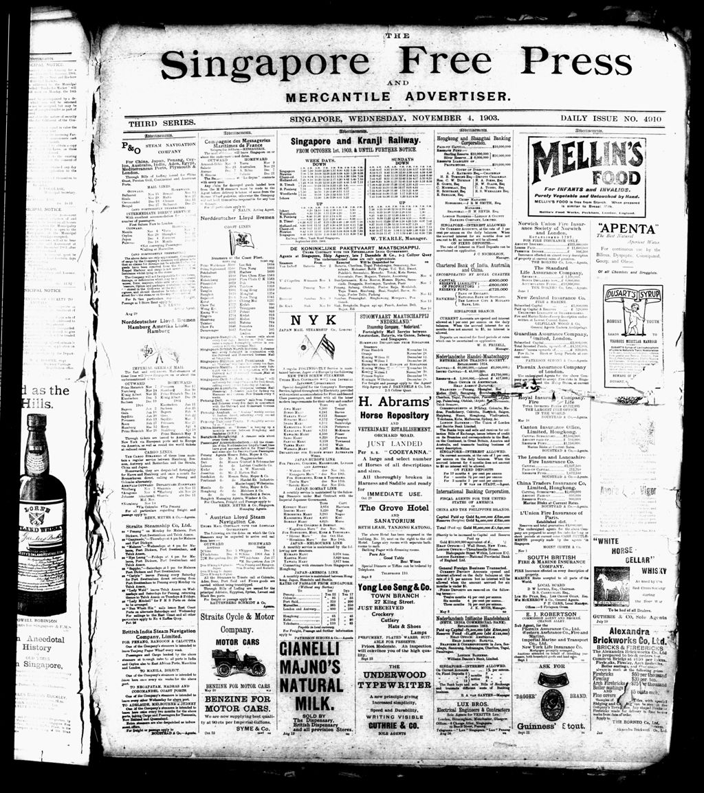 Miniature of Singapore Free Press and Mercantile Advertiser 04 November 1903