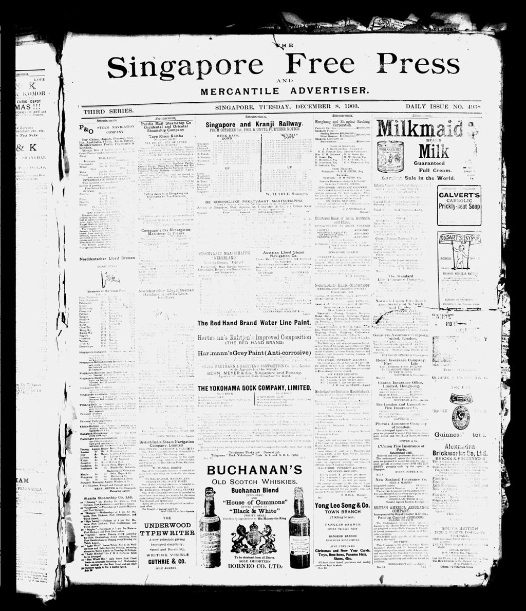 Miniature of Singapore Free Press and Mercantile Advertiser 08 December 1903