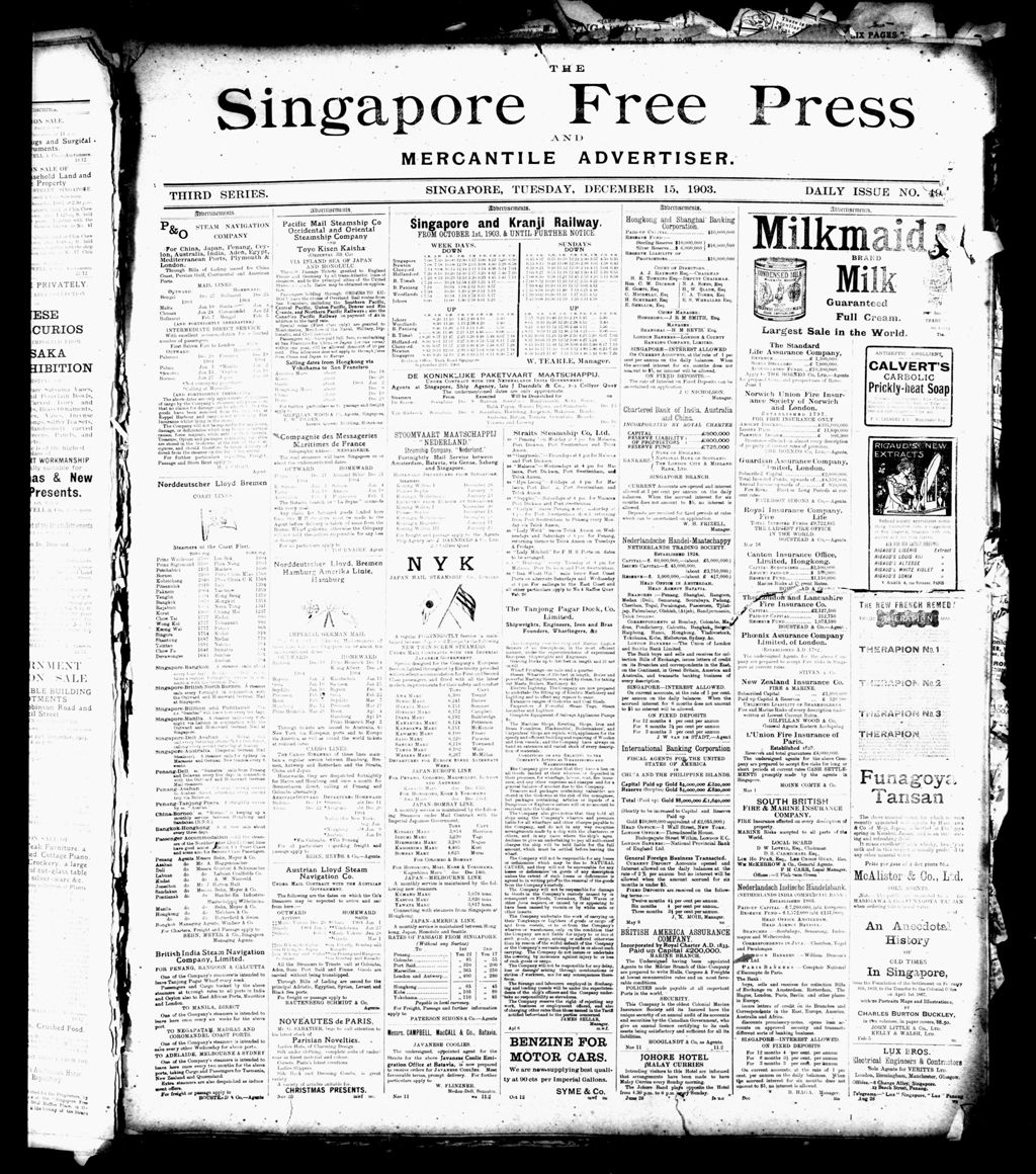 Miniature of Singapore Free Press and Mercantile Advertiser 15 December 1903