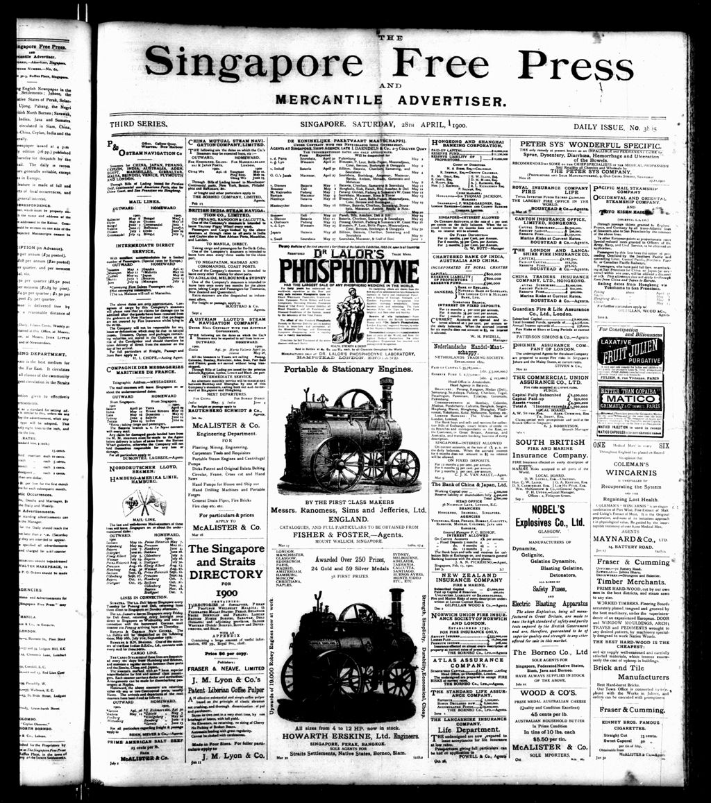 Miniature of Singapore Free Press and Mercantile Advertiser 28 April 1900