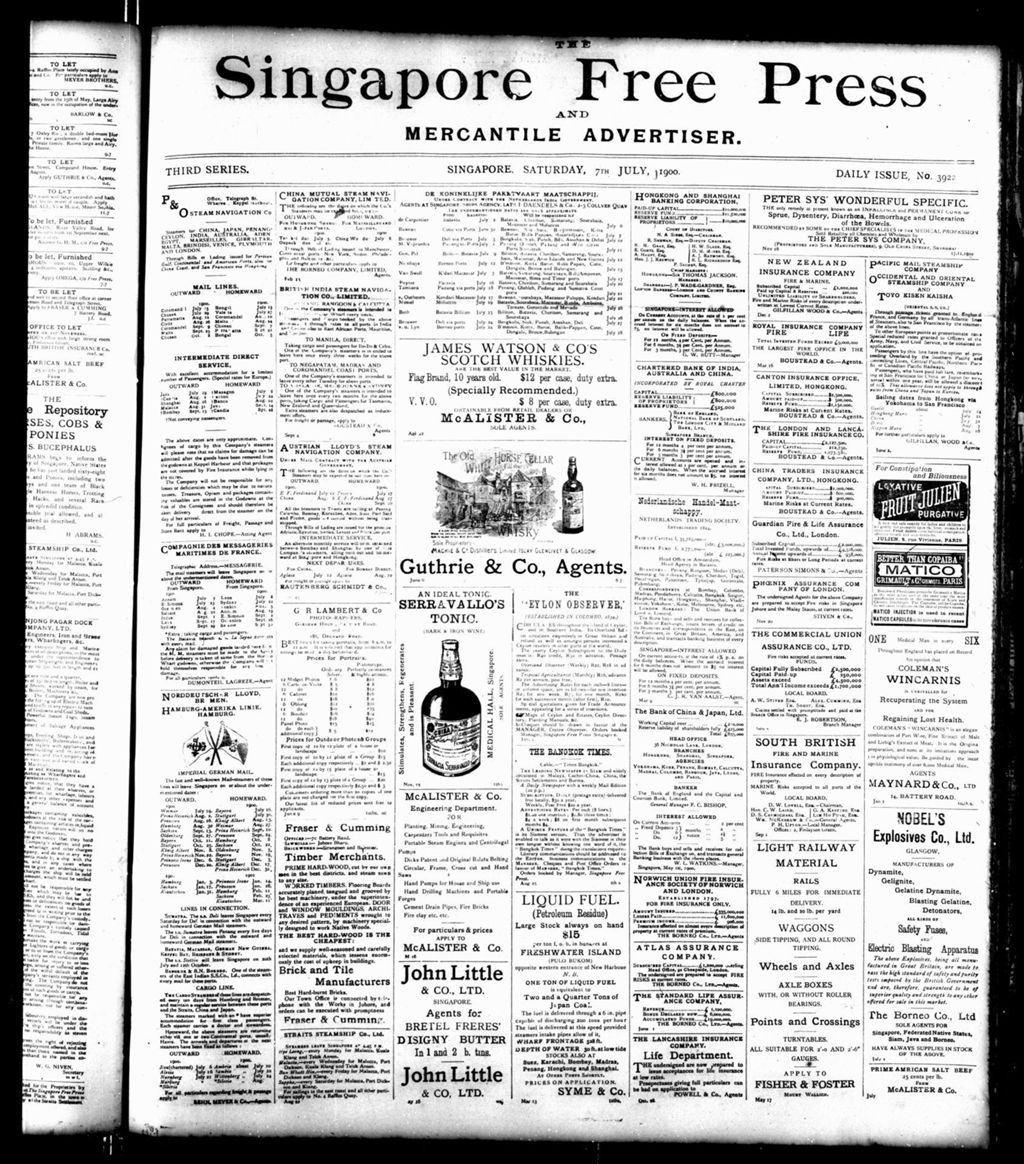 Miniature of Singapore Free Press and Mercantile Advertiser 07 July 1900