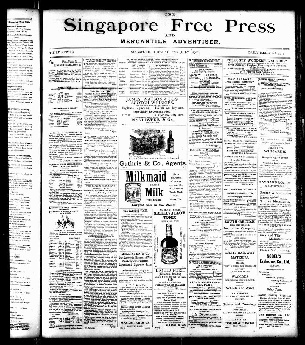 Miniature of Singapore Free Press and Mercantile Advertiser 10 July 1900