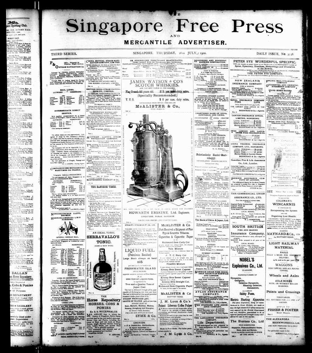 Miniature of Singapore Free Press and Mercantile Advertiser 26 July 1900