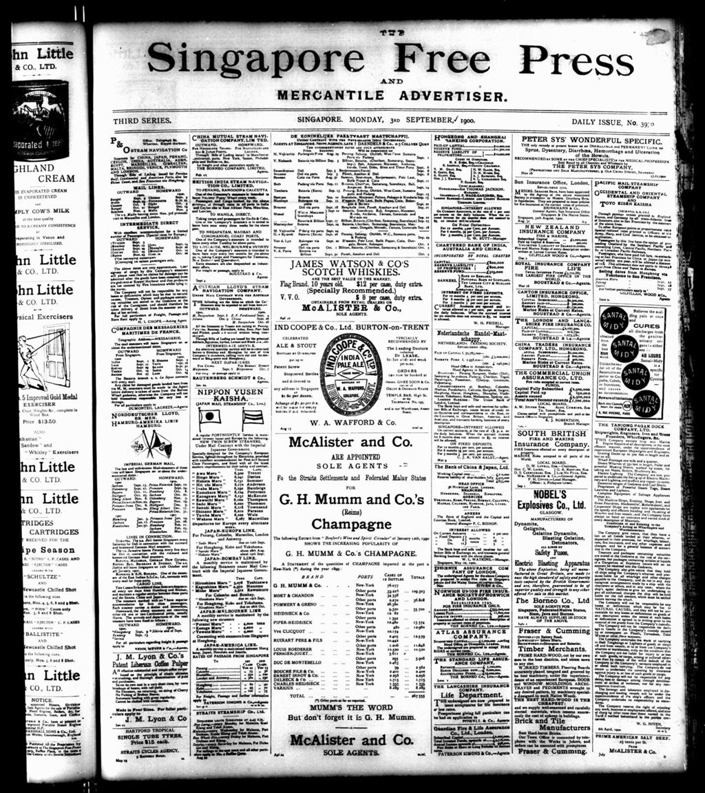 Miniature of Singapore Free Press and Mercantile Advertiser 03 September 1900