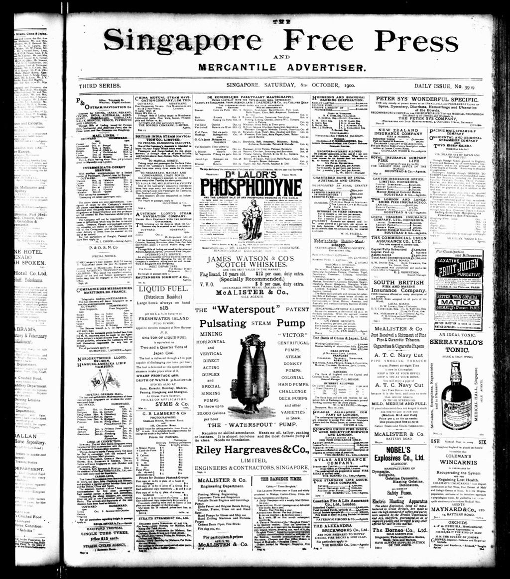 Miniature of Singapore Free Press and Mercantile Advertiser 06 October 1900