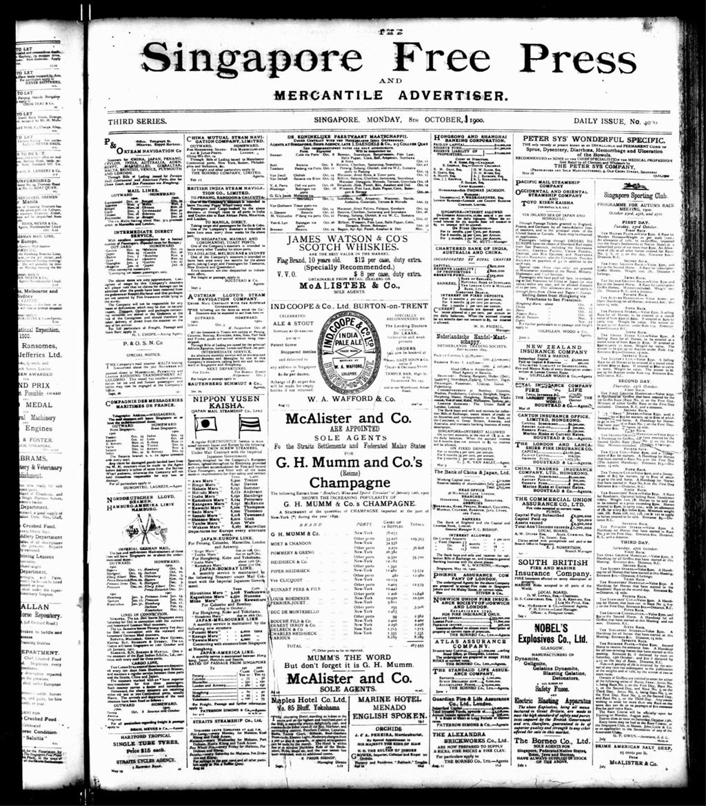 Miniature of Singapore Free Press and Mercantile Advertiser 08 October 1900