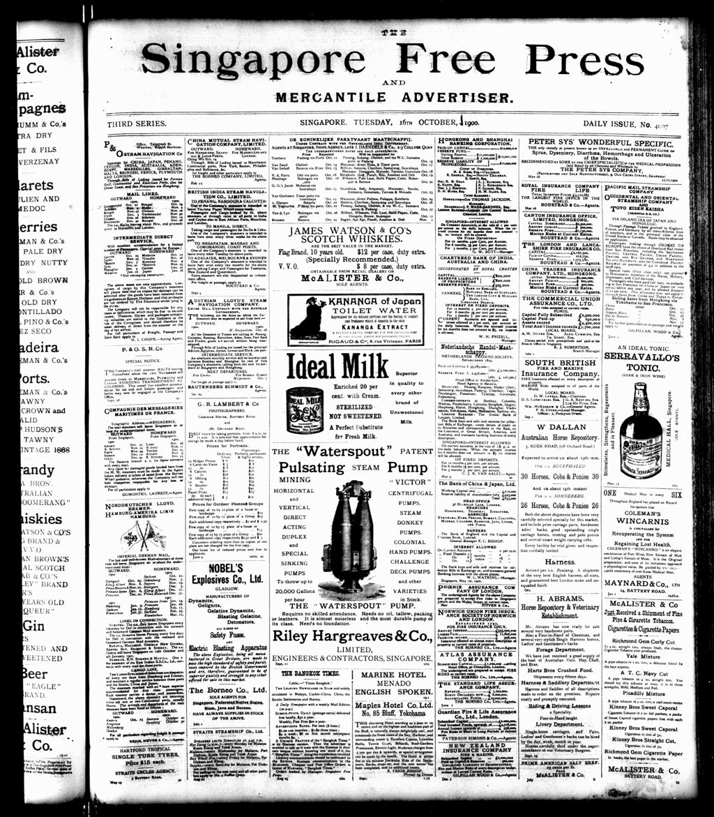 Miniature of Singapore Free Press and Mercantile Advertiser 16 October 1900