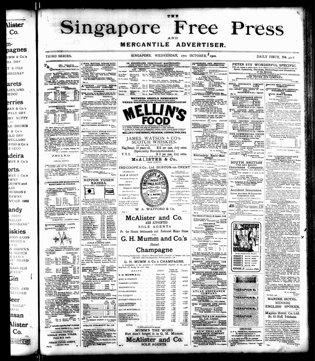 Miniature of Singapore Free Press and Mercantile Advertiser 17 October 1900