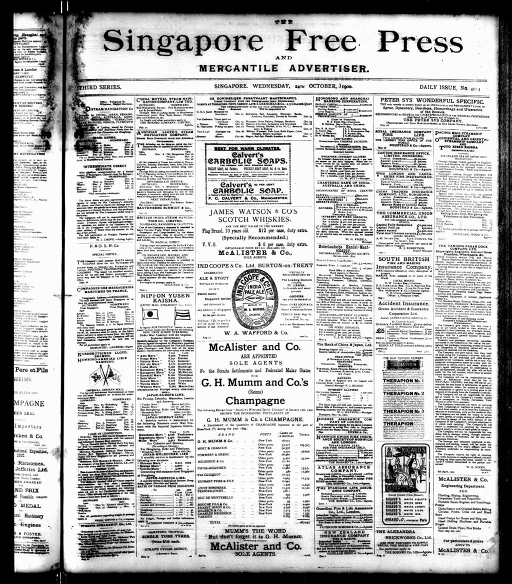 Miniature of Singapore Free Press and Mercantile Advertiser 24 October 1900