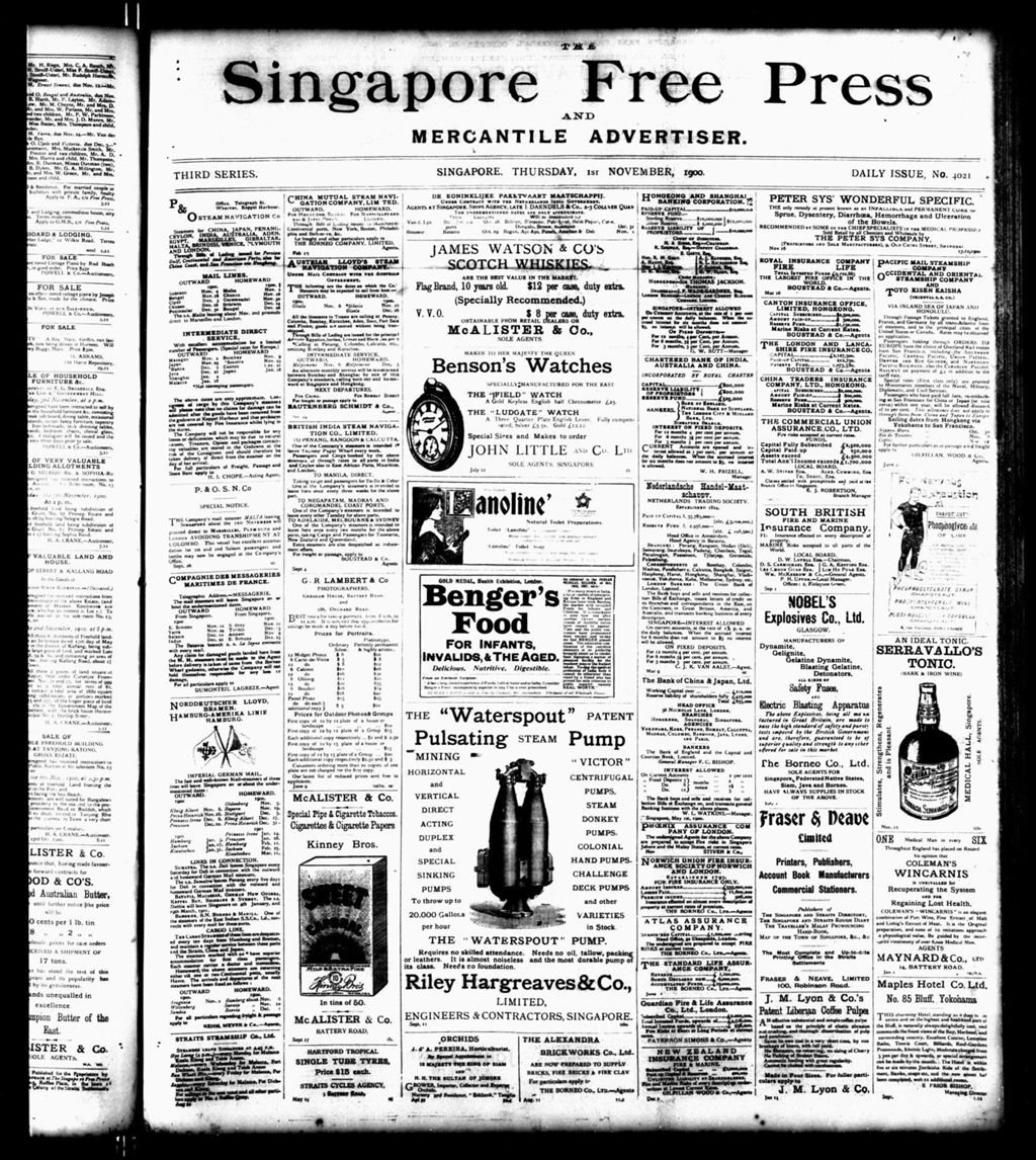 Miniature of Singapore Free Press and Mercantile Advertiser 01 November 1900