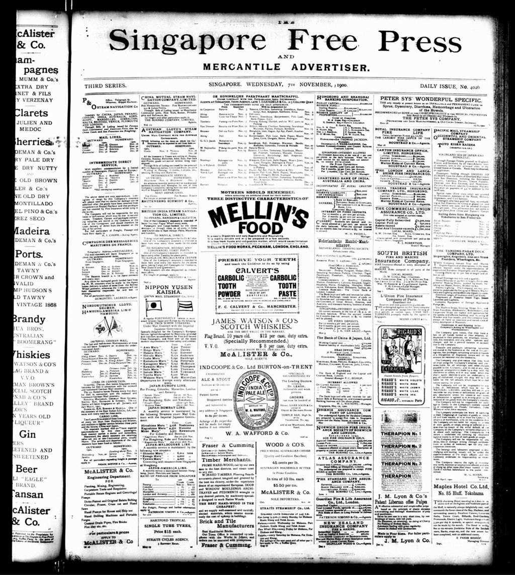 Miniature of Singapore Free Press and Mercantile Advertiser 07 November 1900