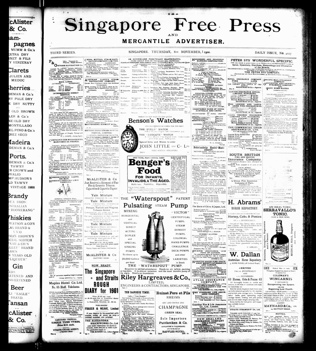 Miniature of Singapore Free Press and Mercantile Advertiser 08 November 1900