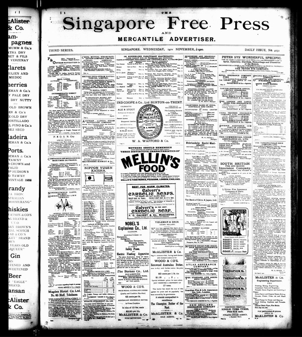 Miniature of Singapore Free Press and Mercantile Advertiser 14 November 1900