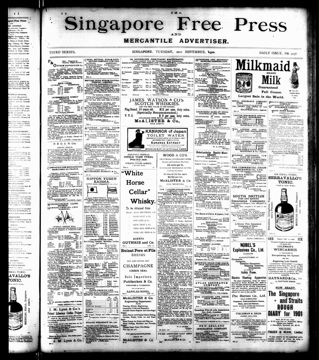 Miniature of Singapore Free Press and Mercantile Advertiser 20 November 1900