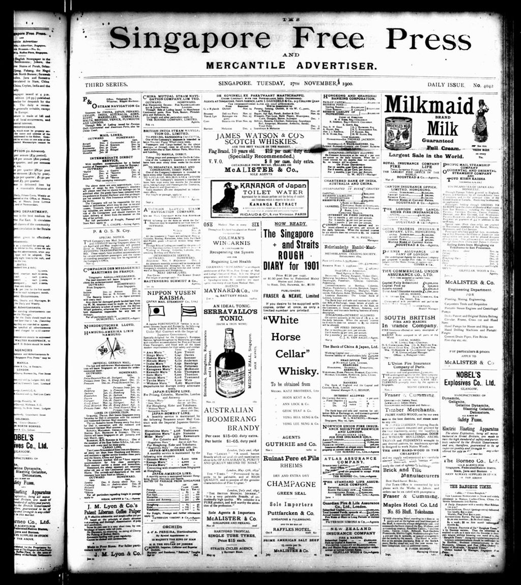 Miniature of Singapore Free Press and Mercantile Advertiser 27 November 1900