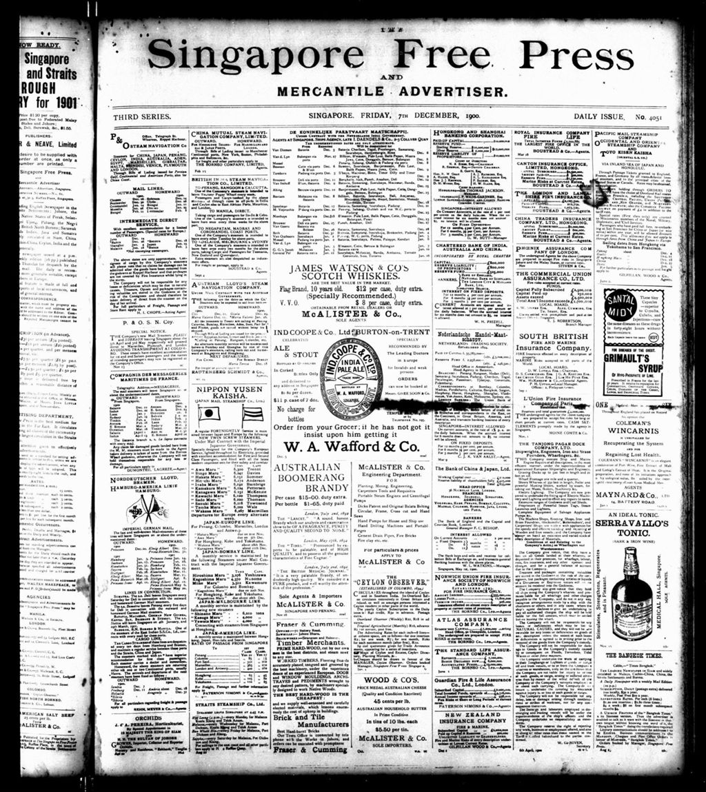 Miniature of Singapore Free Press and Mercantile Advertiser 07 December 1900