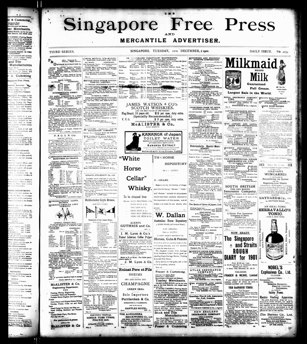 Miniature of Singapore Free Press and Mercantile Advertiser 11 December 1900