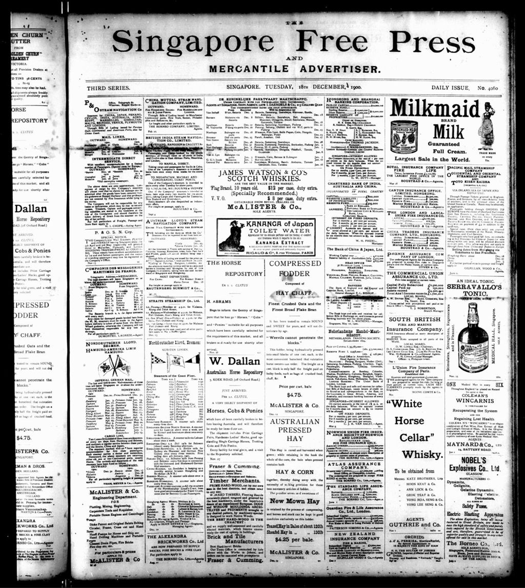 Miniature of Singapore Free Press and Mercantile Advertiser 18 December 1900