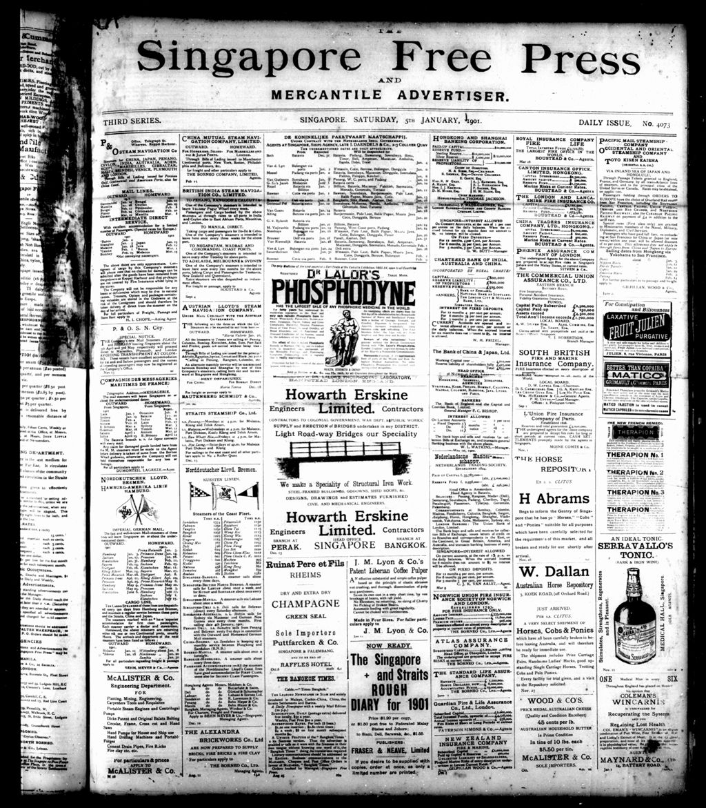 Miniature of Singapore Free Press and Mercantile Advertiser 05 January 1901