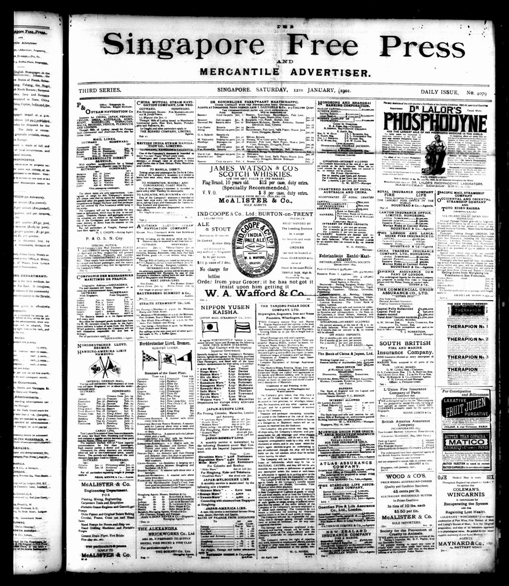 Miniature of Singapore Free Press and Mercantile Advertiser 12 January 1901