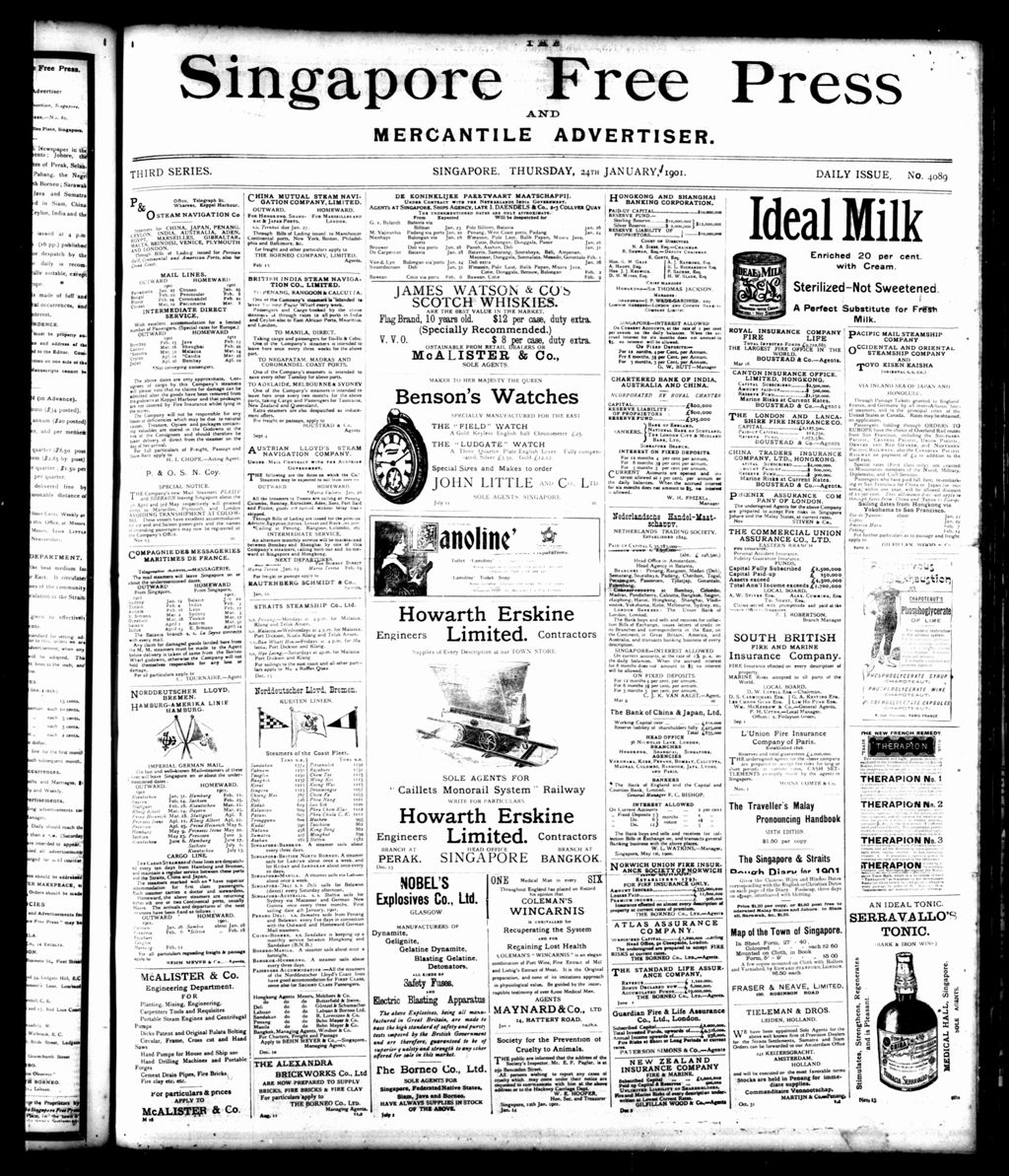 Miniature of Singapore Free Press and Mercantile Advertiser 24 January 1901