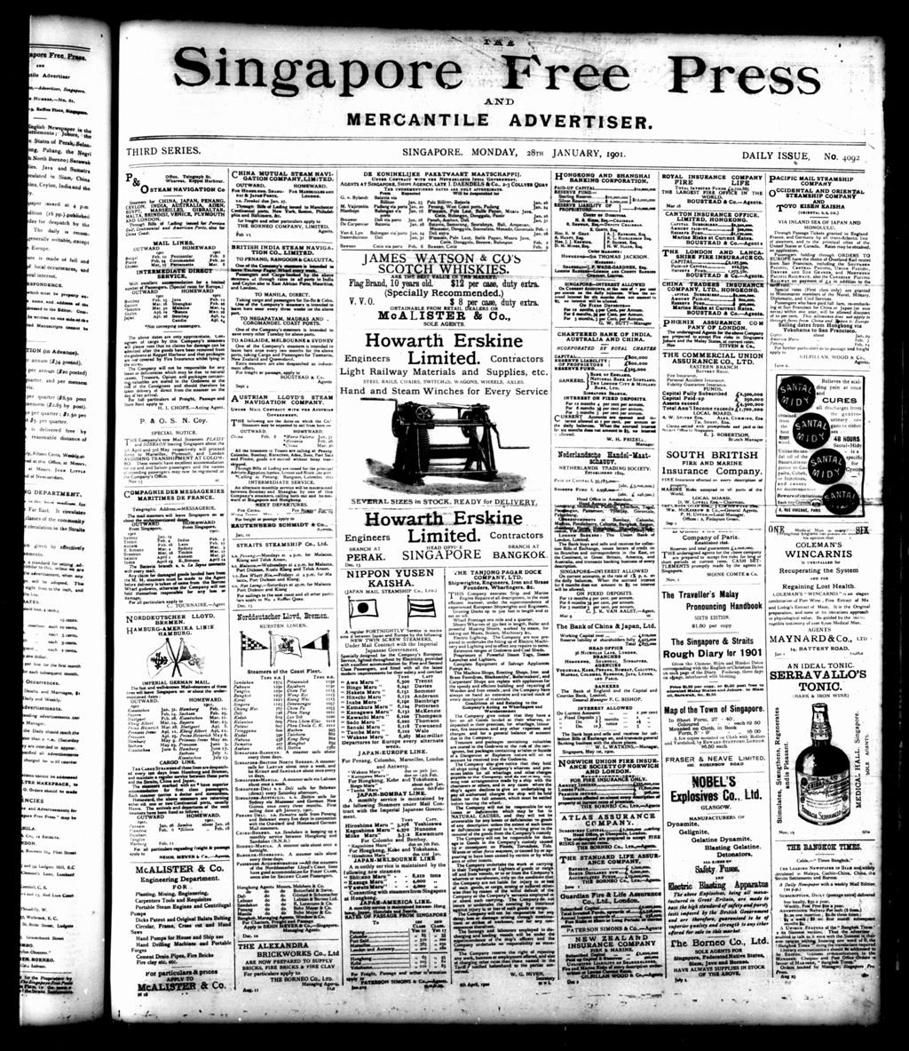 Miniature of Singapore Free Press and Mercantile Advertiser 28 January 1901