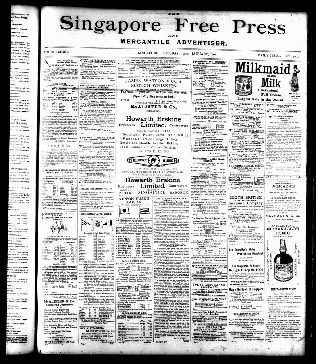 Miniature of Singapore Free Press and Mercantile Advertiser 29 January 1901