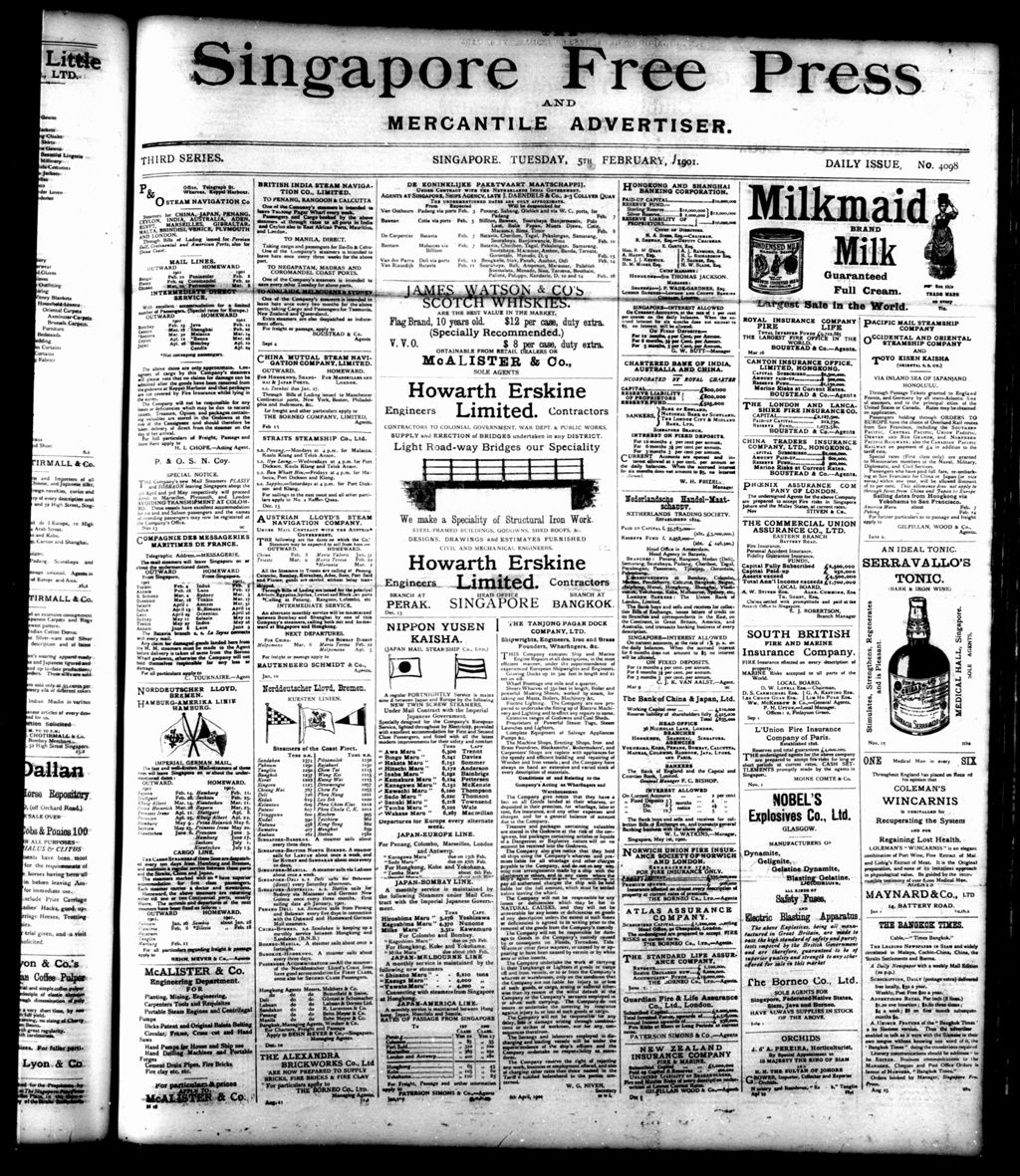 Miniature of Singapore Free Press and Mercantile Advertiser 05 February 1901