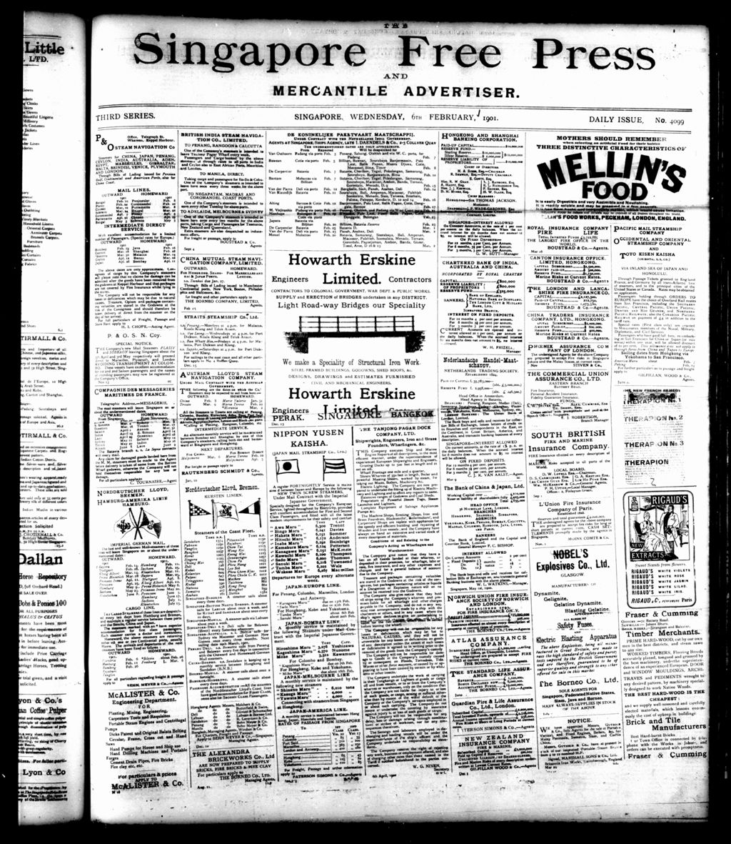 Miniature of Singapore Free Press and Mercantile Advertiser 06 February 1901