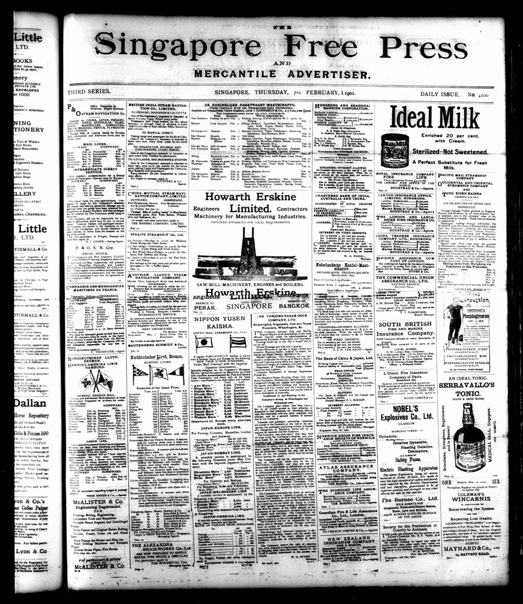 Miniature of Singapore Free Press and Mercantile Advertiser 07 February 1901