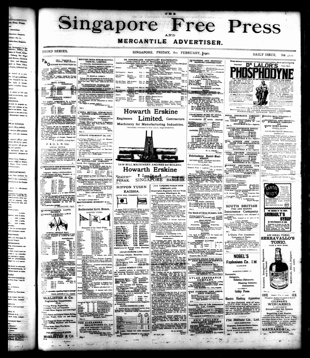 Miniature of Singapore Free Press and Mercantile Advertiser 08 February 1901