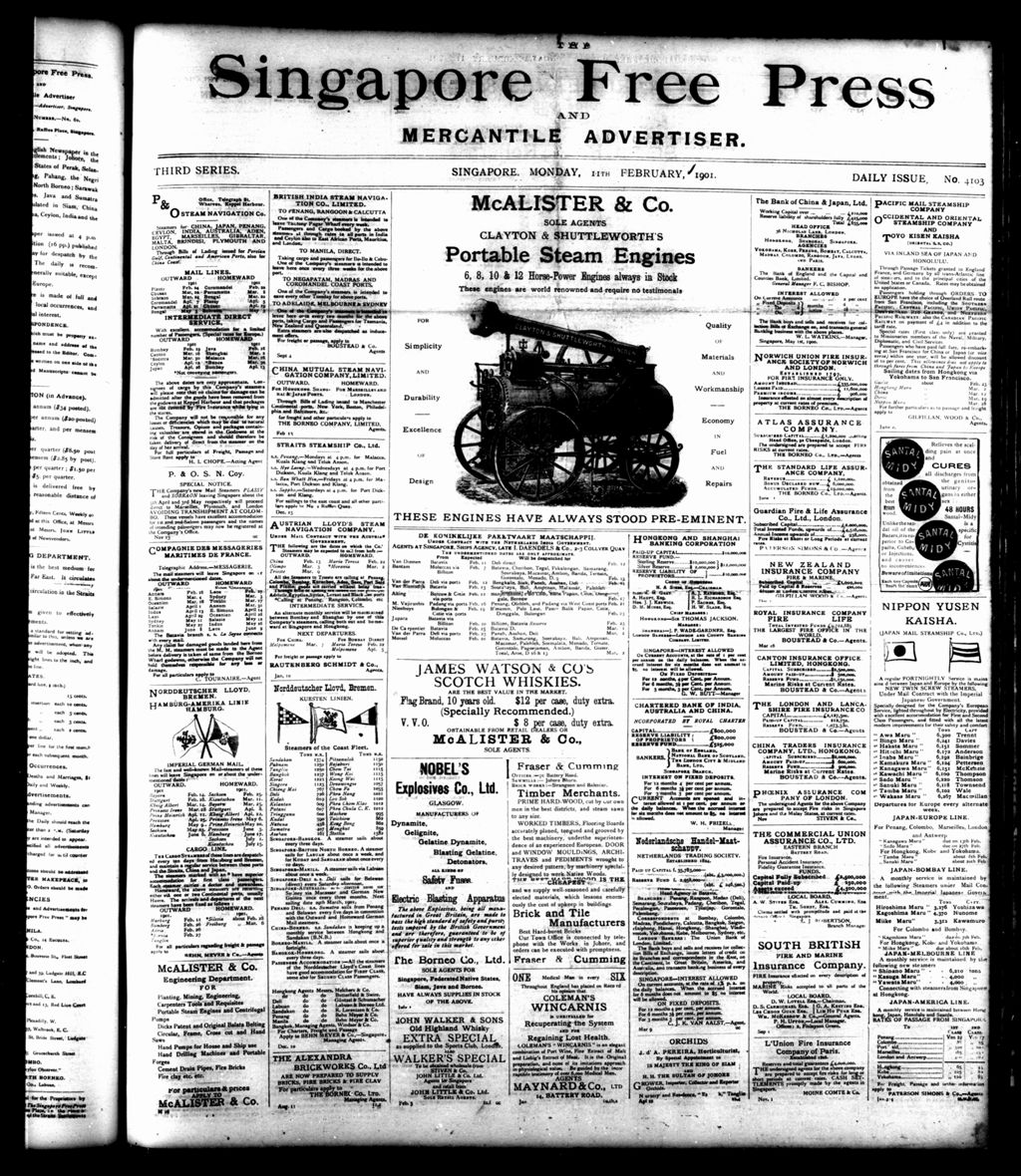 Miniature of Singapore Free Press and Mercantile Advertiser 11 February 1901