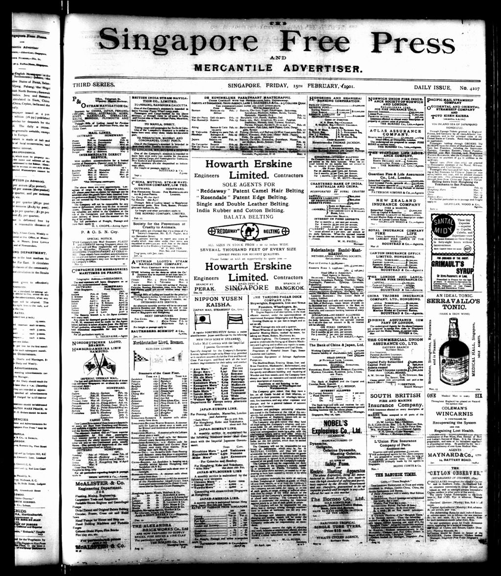 Miniature of Singapore Free Press and Mercantile Advertiser 15 February 1901