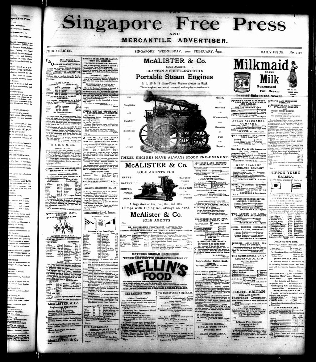 Miniature of Singapore Free Press and Mercantile Advertiser 20 February 1901