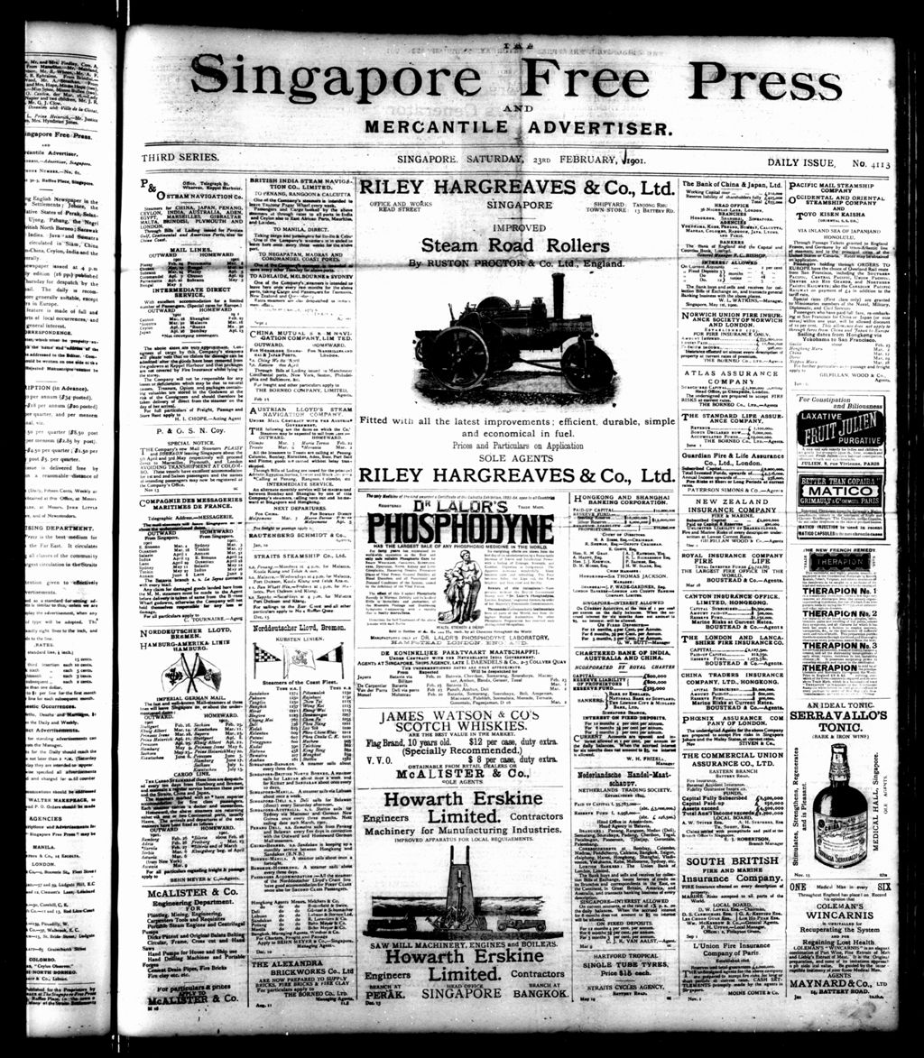 Miniature of Singapore Free Press and Mercantile Advertiser 23 February 1901