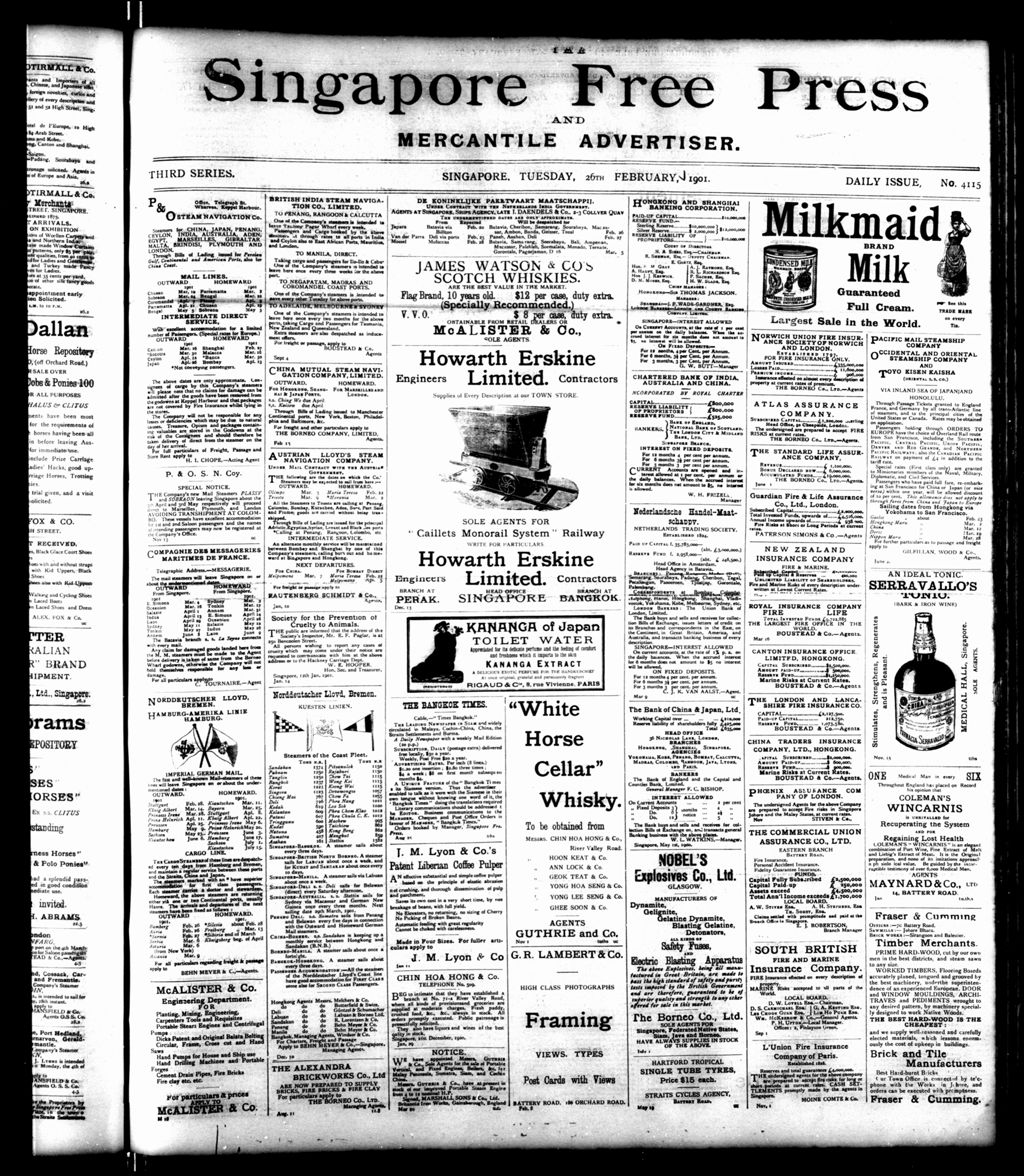 Miniature of Singapore Free Press and Mercantile Advertiser 26 February 1901