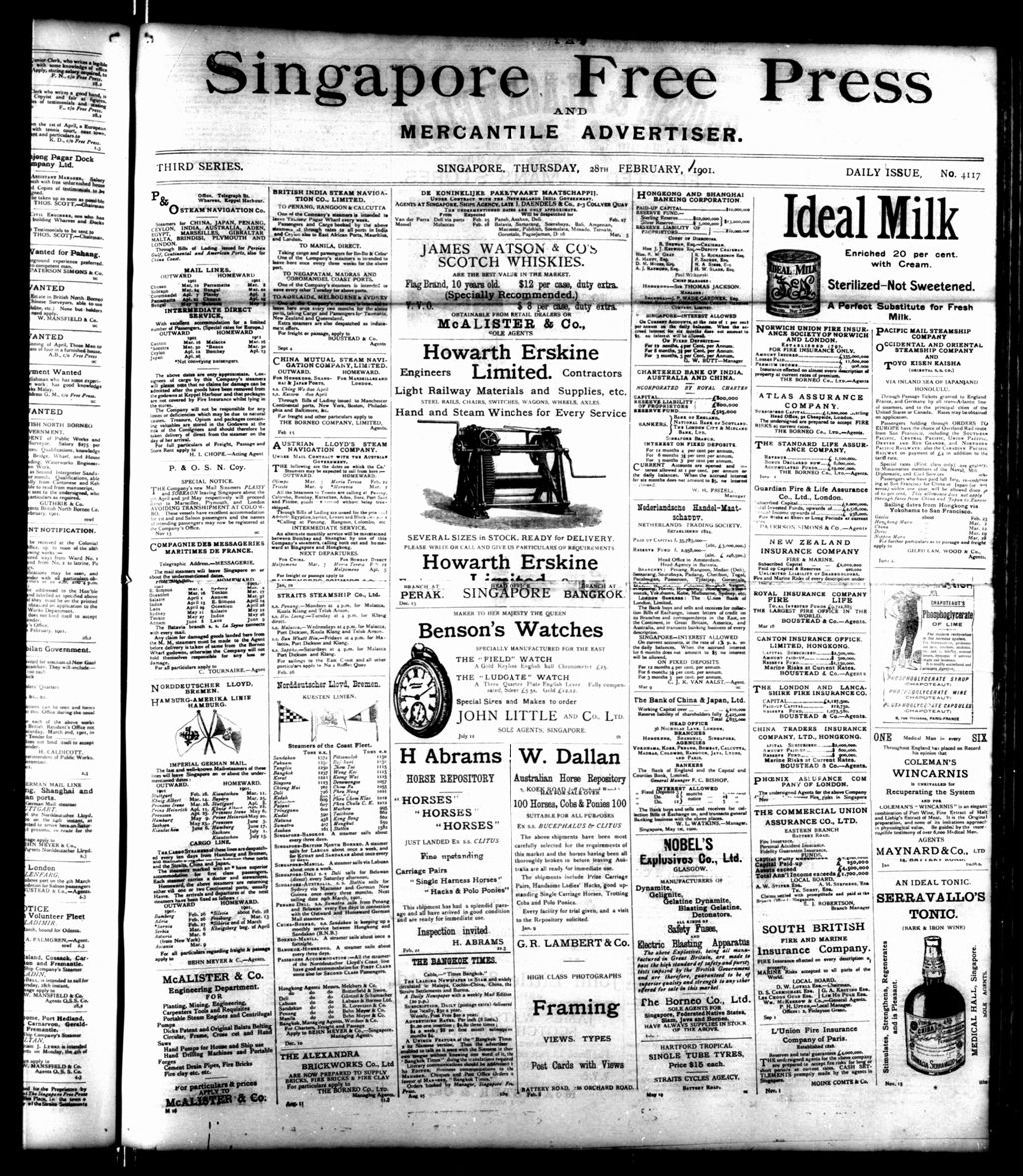 Miniature of Singapore Free Press and Mercantile Advertiser 28 February 1901