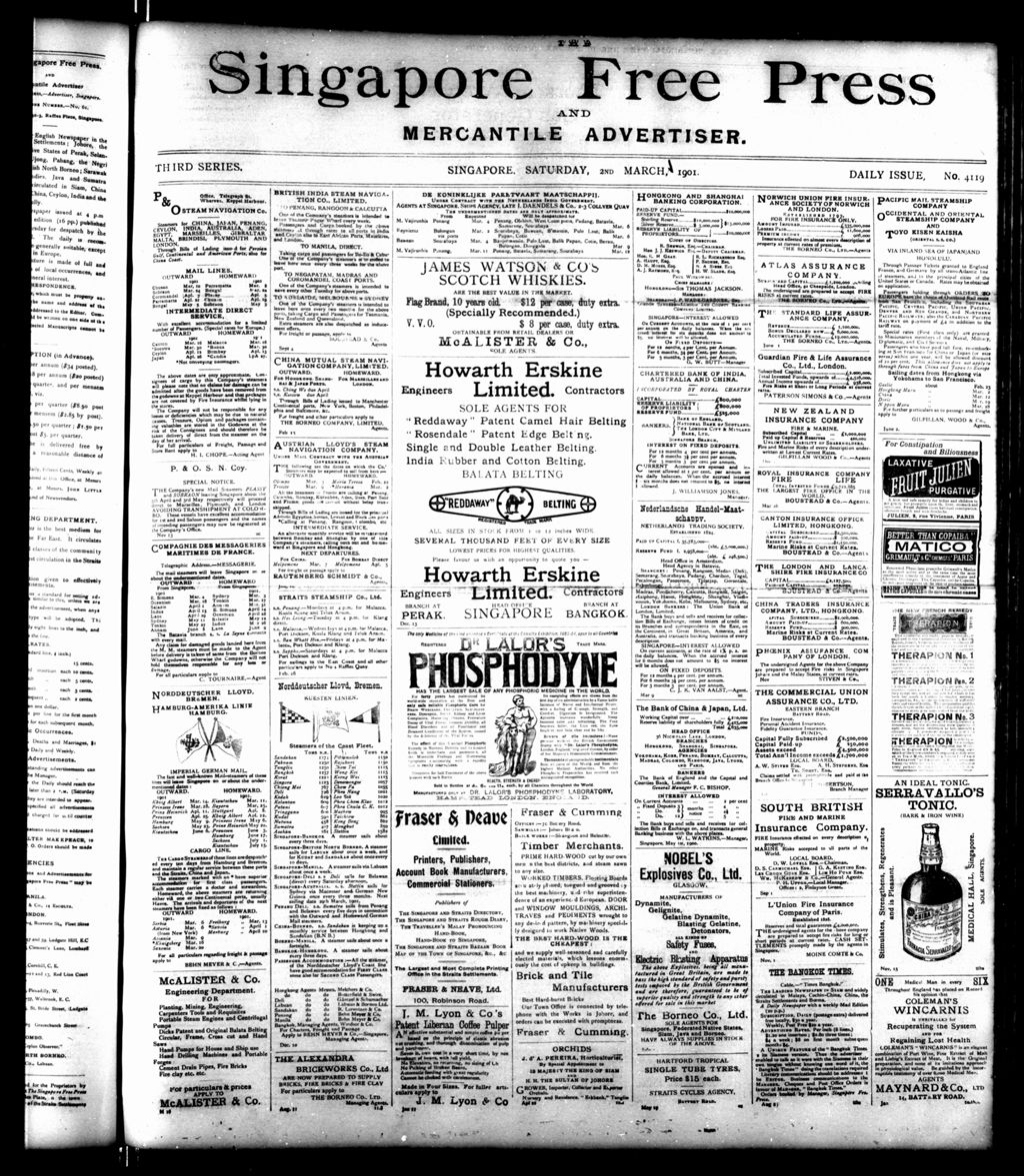 Miniature of Singapore Free Press and Mercantile Advertiser 02 March 1901