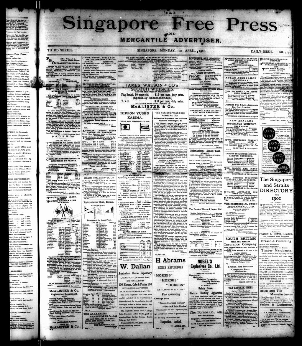 Miniature of Singapore Free Press and Mercantile Advertiser 01 April 1901