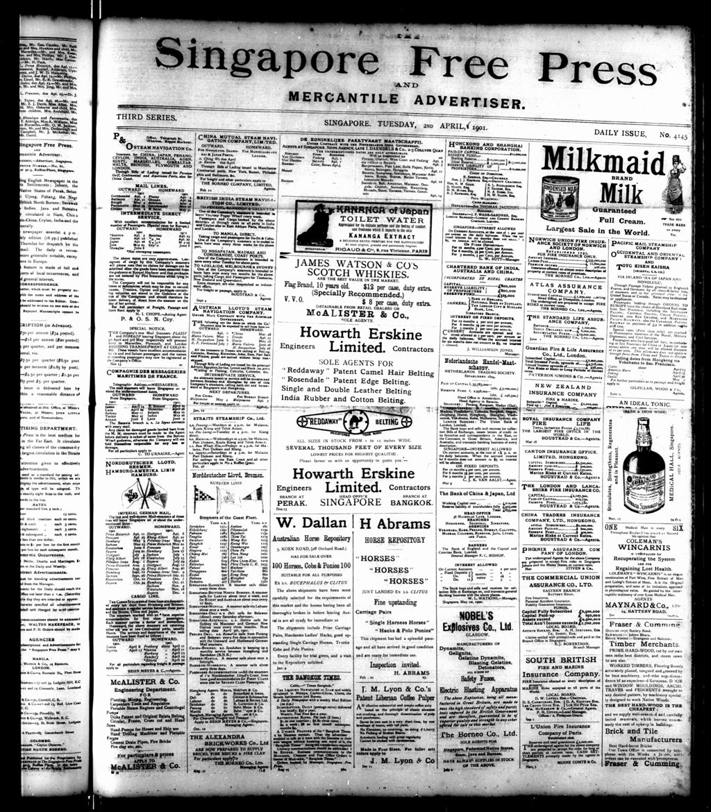 Miniature of Singapore Free Press and Mercantile Advertiser 02 April 1901