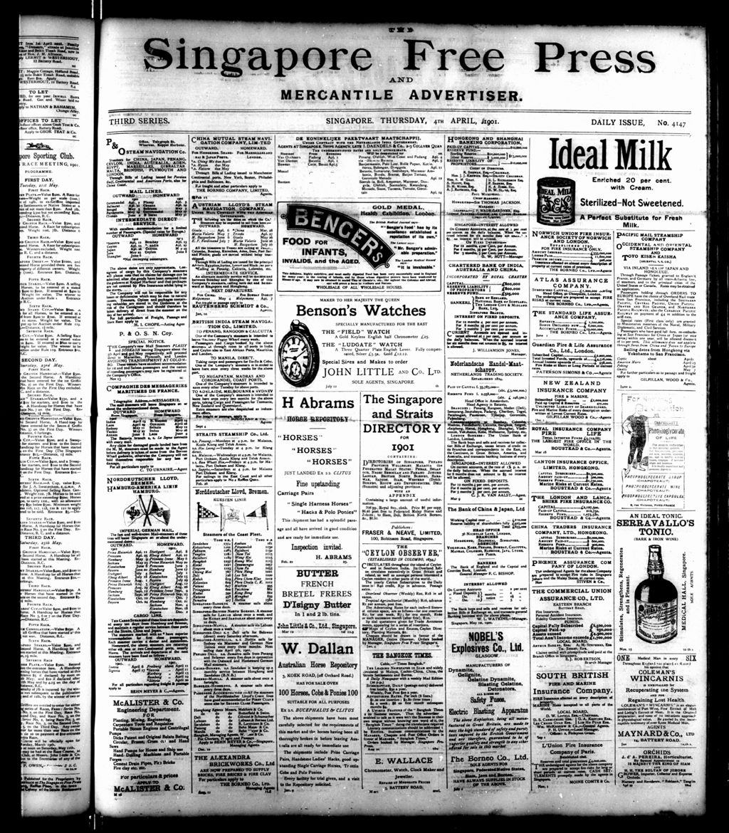 Miniature of Singapore Free Press and Mercantile Advertiser 04 April 1901