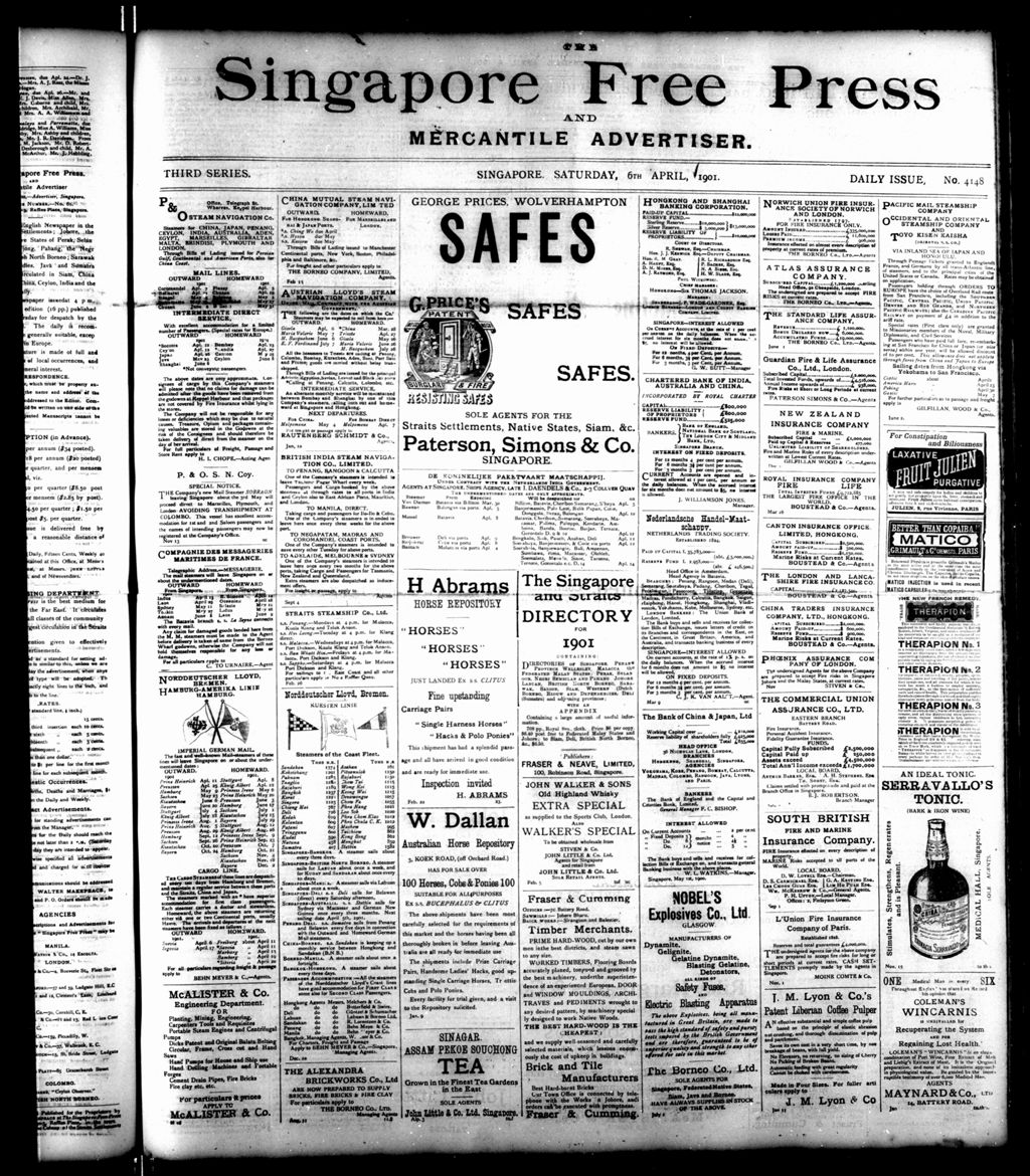 Miniature of Singapore Free Press and Mercantile Advertiser 06 April 1901