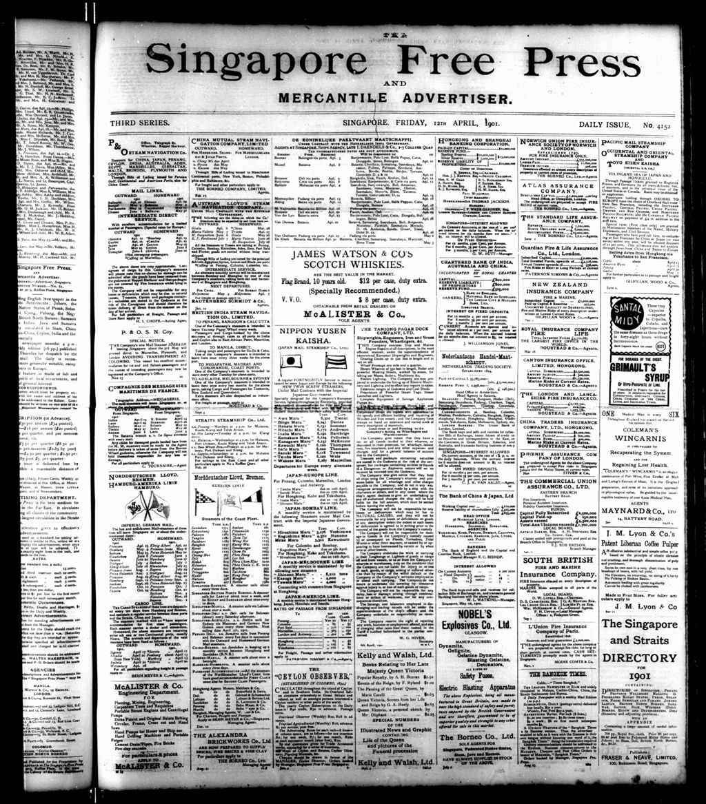 Miniature of Singapore Free Press and Mercantile Advertiser 12 April 1901