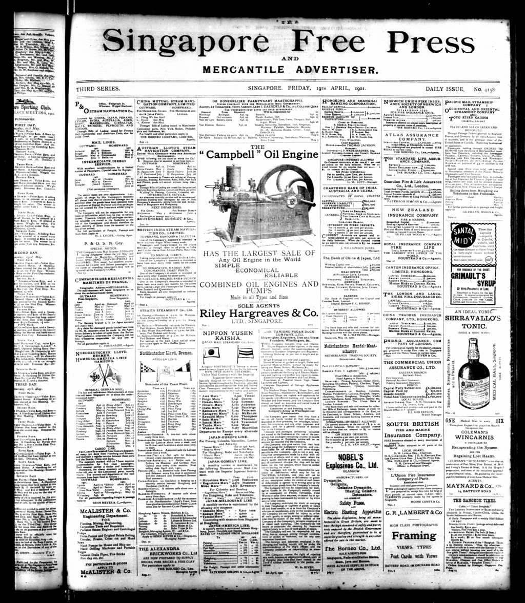 Miniature of Singapore Free Press and Mercantile Advertiser 19 April 1901