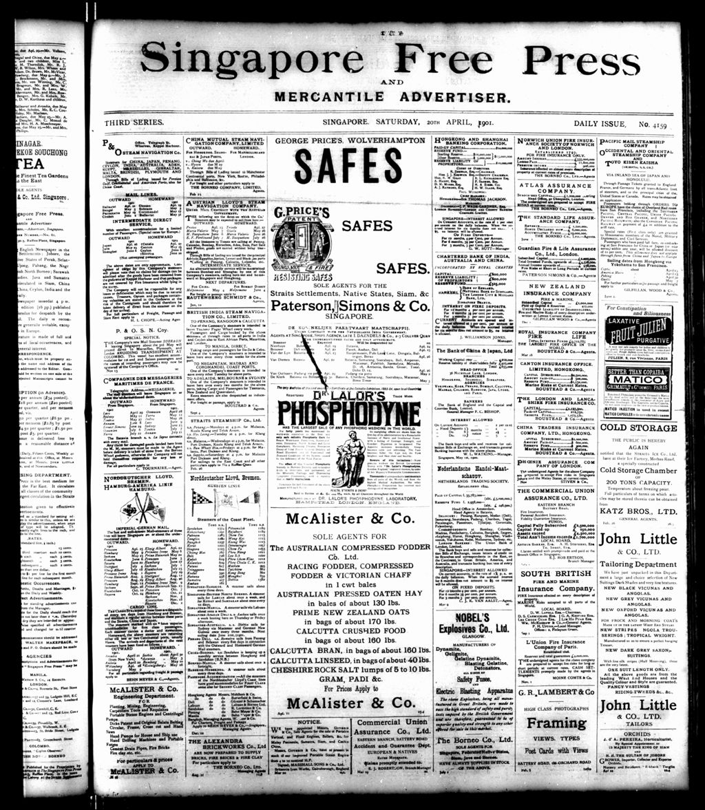 Miniature of Singapore Free Press and Mercantile Advertiser 20 April 1901