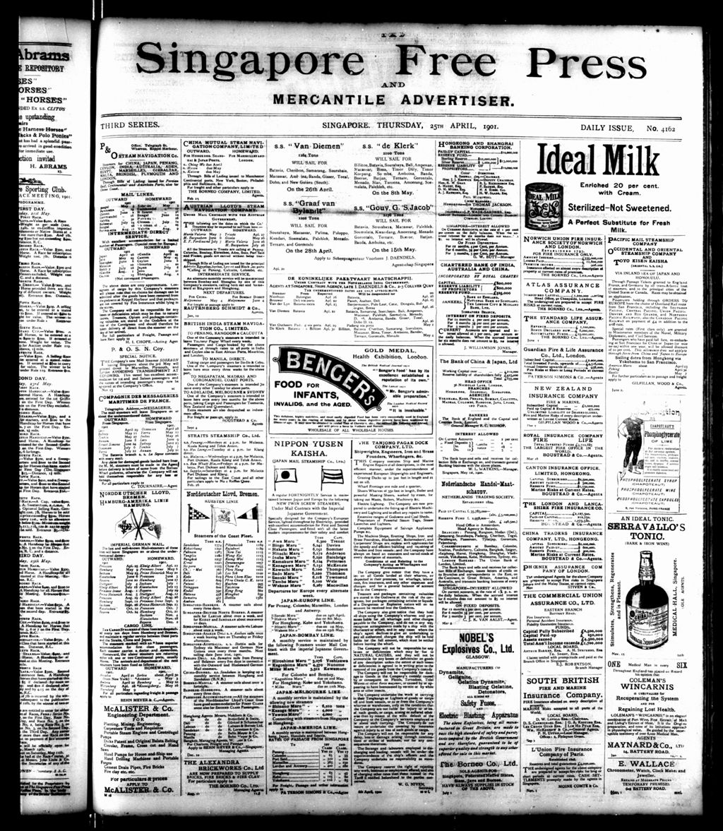 Miniature of Singapore Free Press and Mercantile Advertiser 25 April 1901